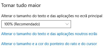 Menu de acessibilidade que ajuda a colocar todos os elementos do ecrã todos maiores